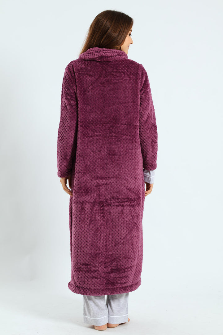 Ankle Length Zip-Through Gown - Purple