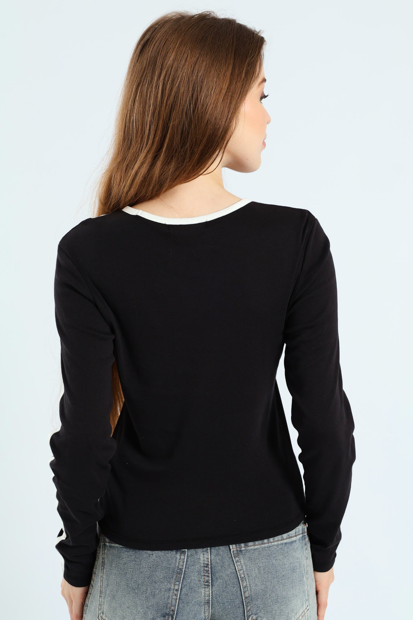 トップス everyone border long sleeve tee shirt M Ladies Long Sleeve Logo Shirt - Black – Edgars