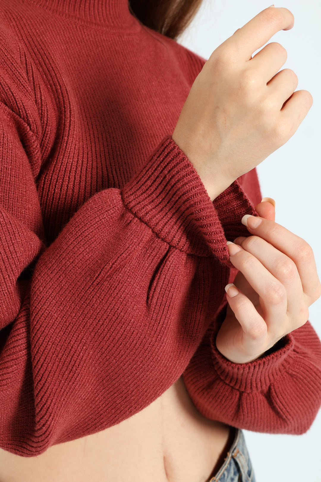 Cropped Turtle Neck Sweater - Chocolate