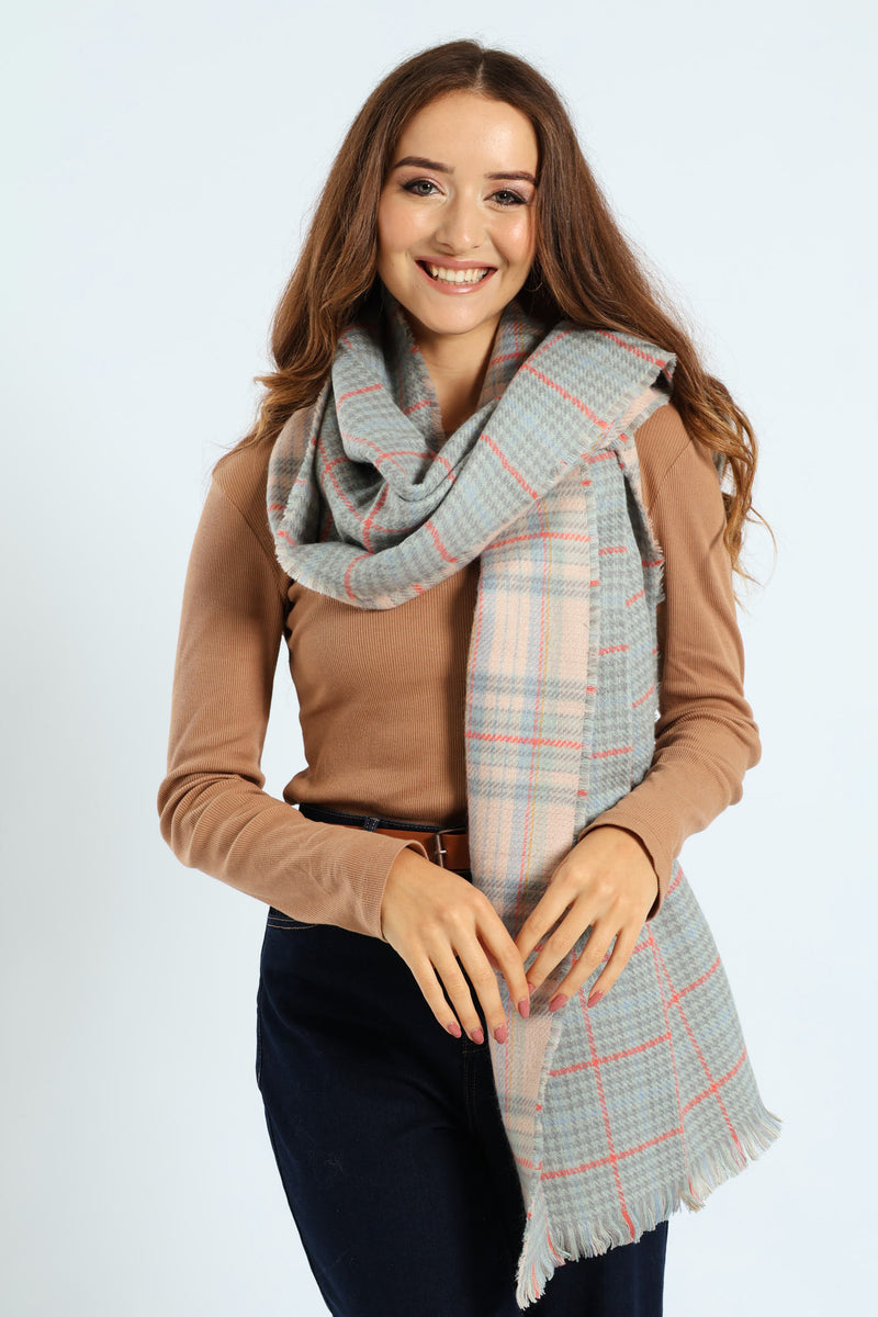 Blue Check Winter Scarves - Multi