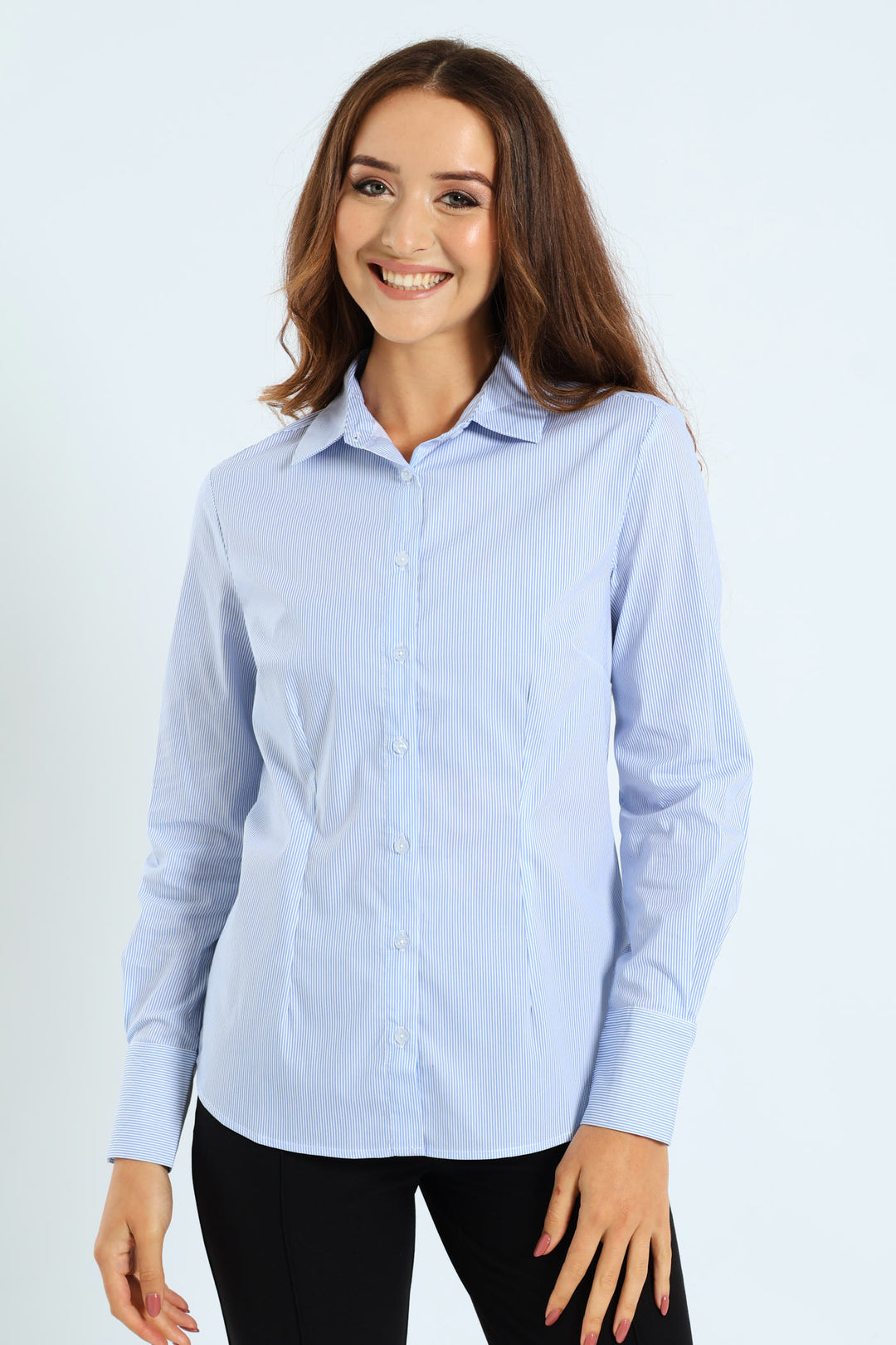 Ladies Classic Formal Stripe Shirt - Light Blue Edgars Ladies Classic Formal Stripe Shirt - Light Blue Edgars