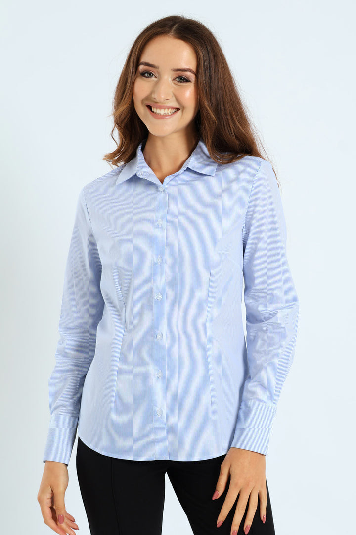 Classic Formal Stripe Shirt - Light Blue