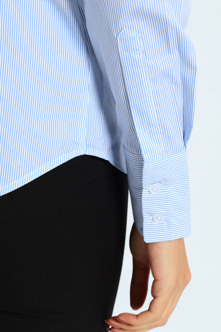 Classic Formal Stripe Shirt - Light Blue