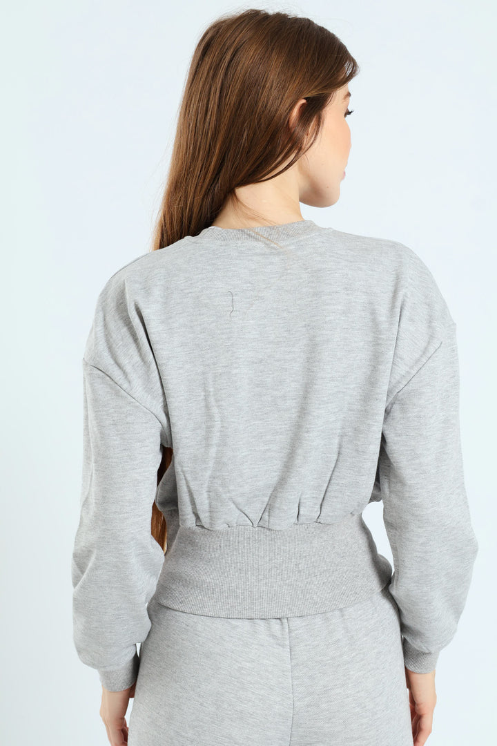 Glitter Fleece Sweat Top - Grey Melange
