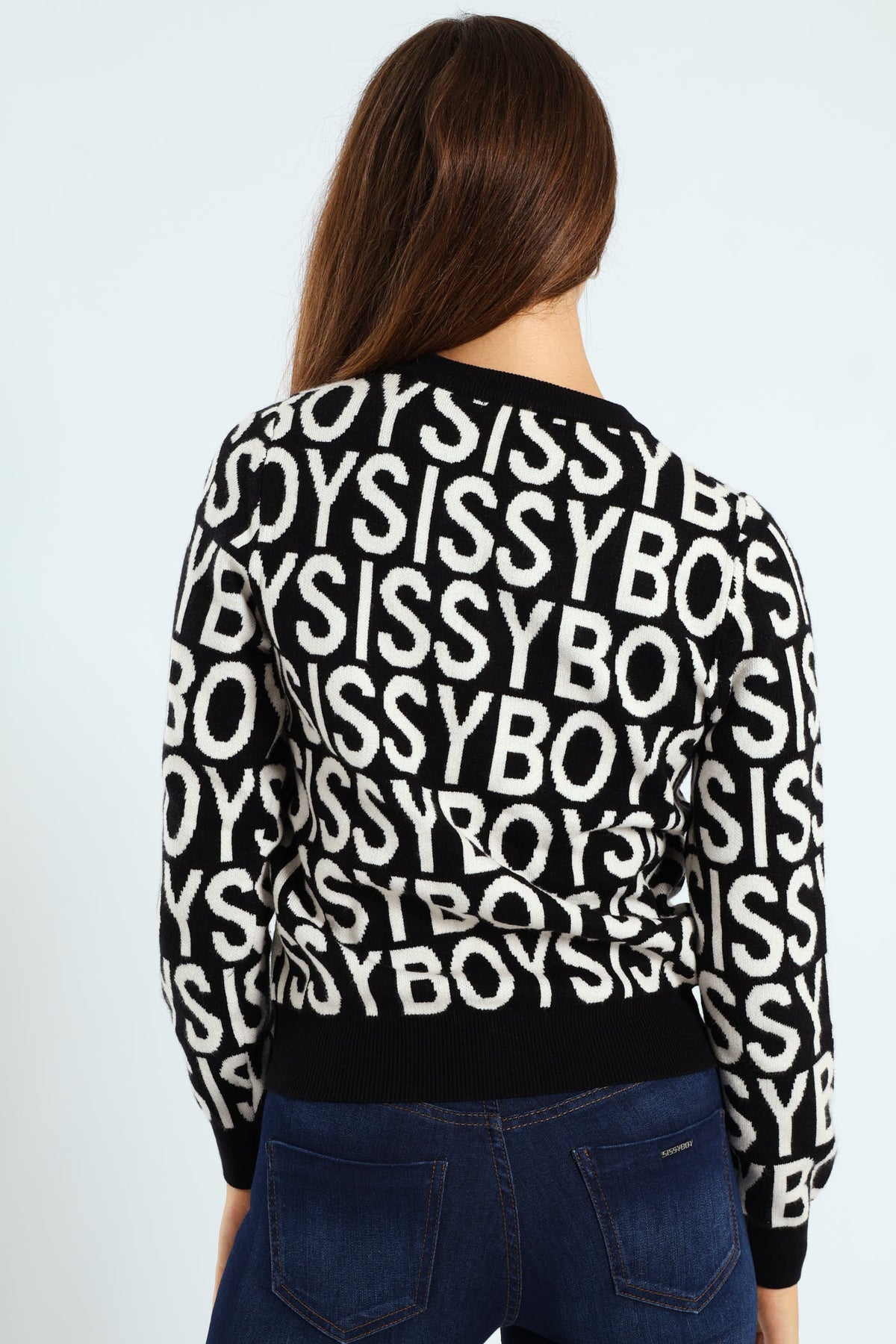 Ladies Contrasted Logo Knit Sweater - Black/White – Edgars