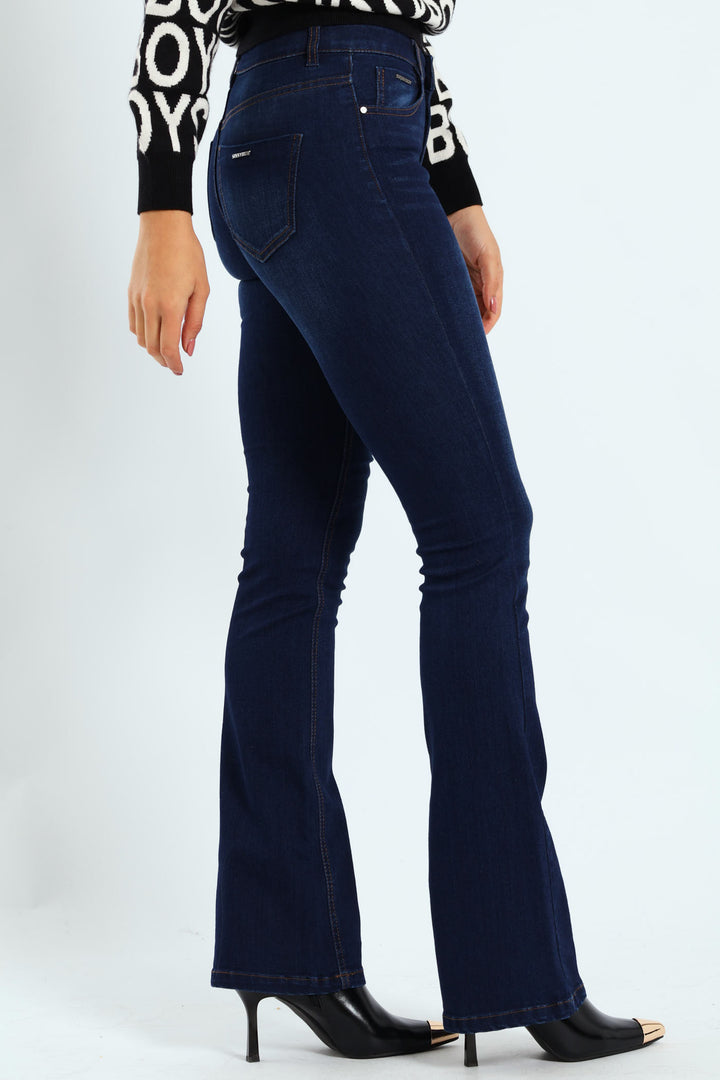 Bootleg Rinse Jeans With Slight Brushing - Dark Wash Ink