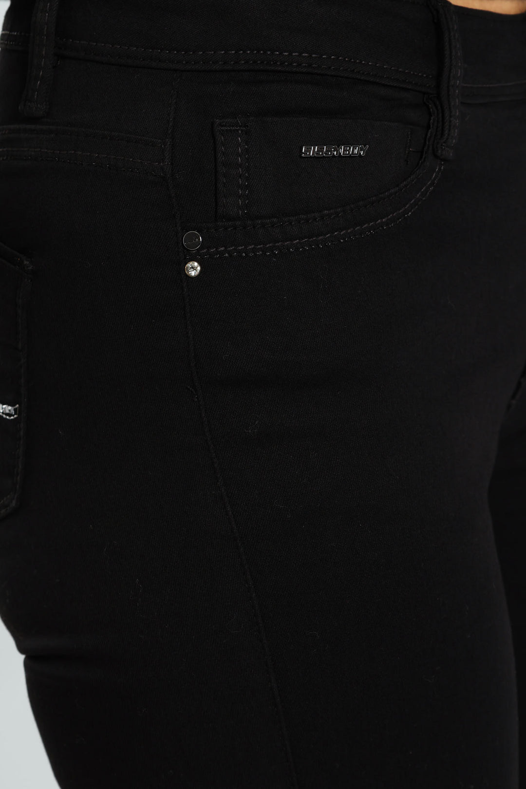 Avery Mid-Waist Basic Skinny Jeans - Black