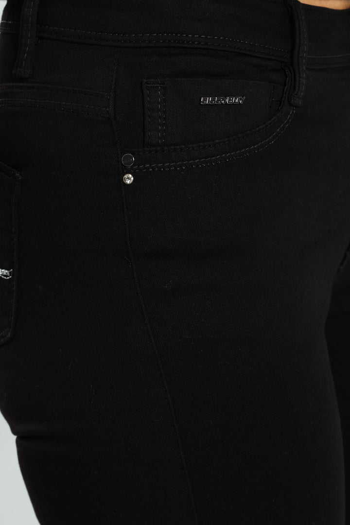 Avery Mid-Waist Basic Skinny Jeans - Black