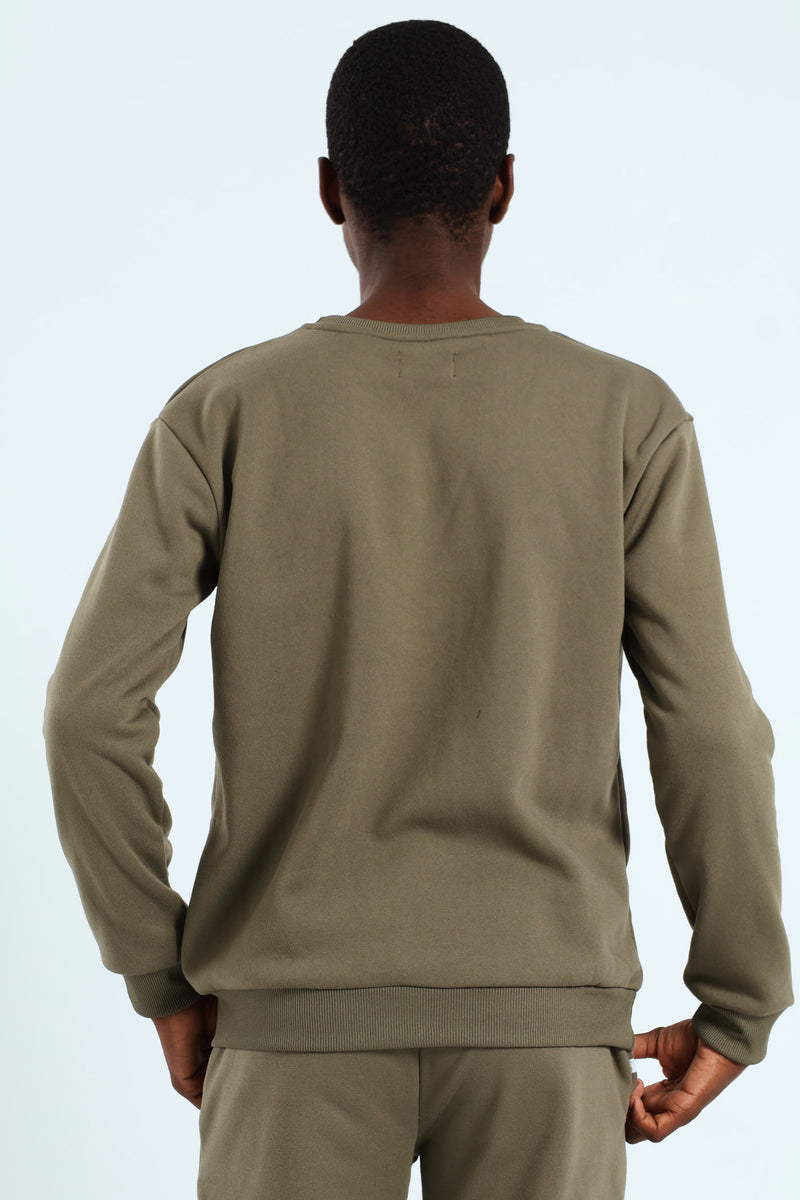 Boys Crew Fleece Top - Olive