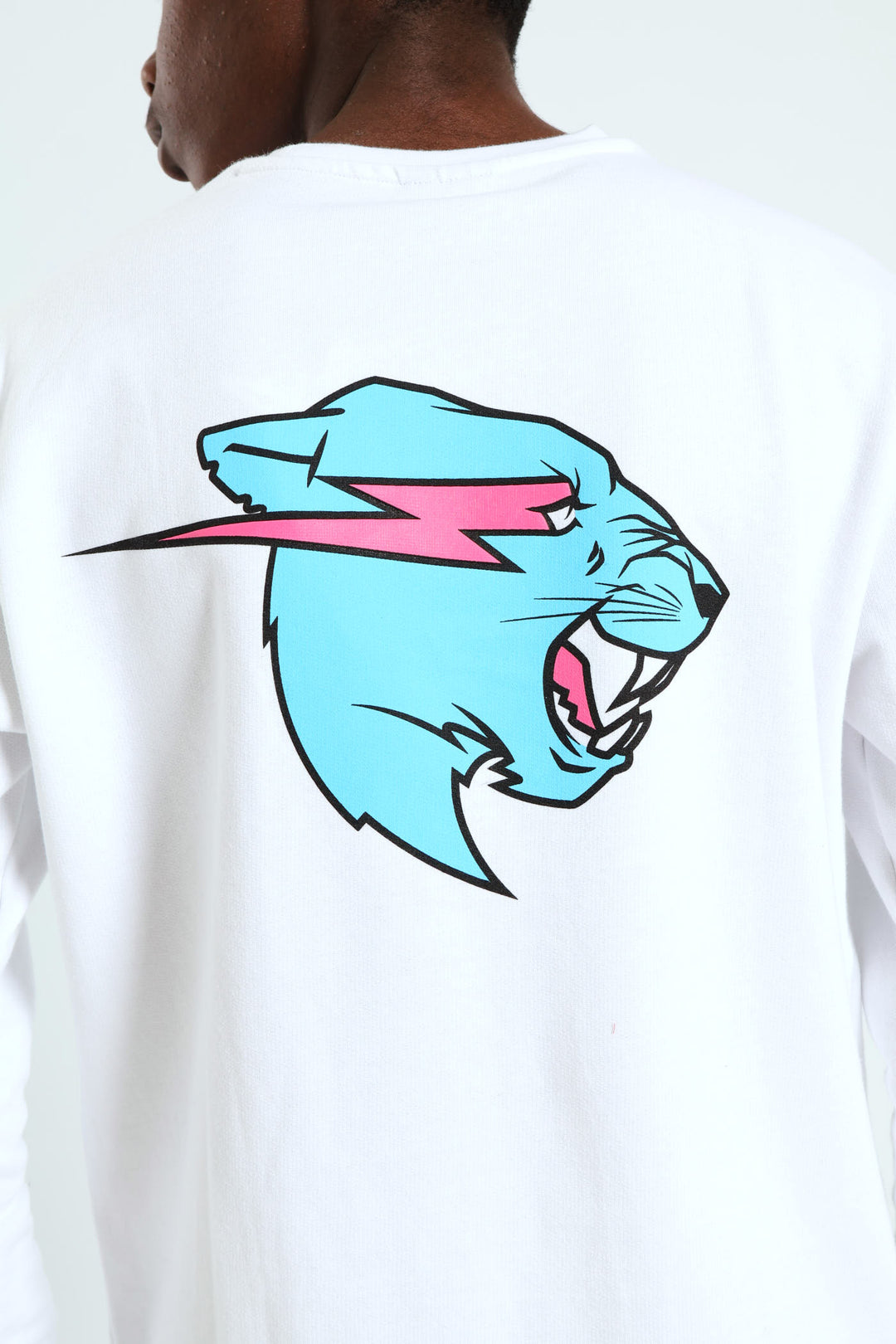 Boys Mr Beast Front & Back Crew Top - White