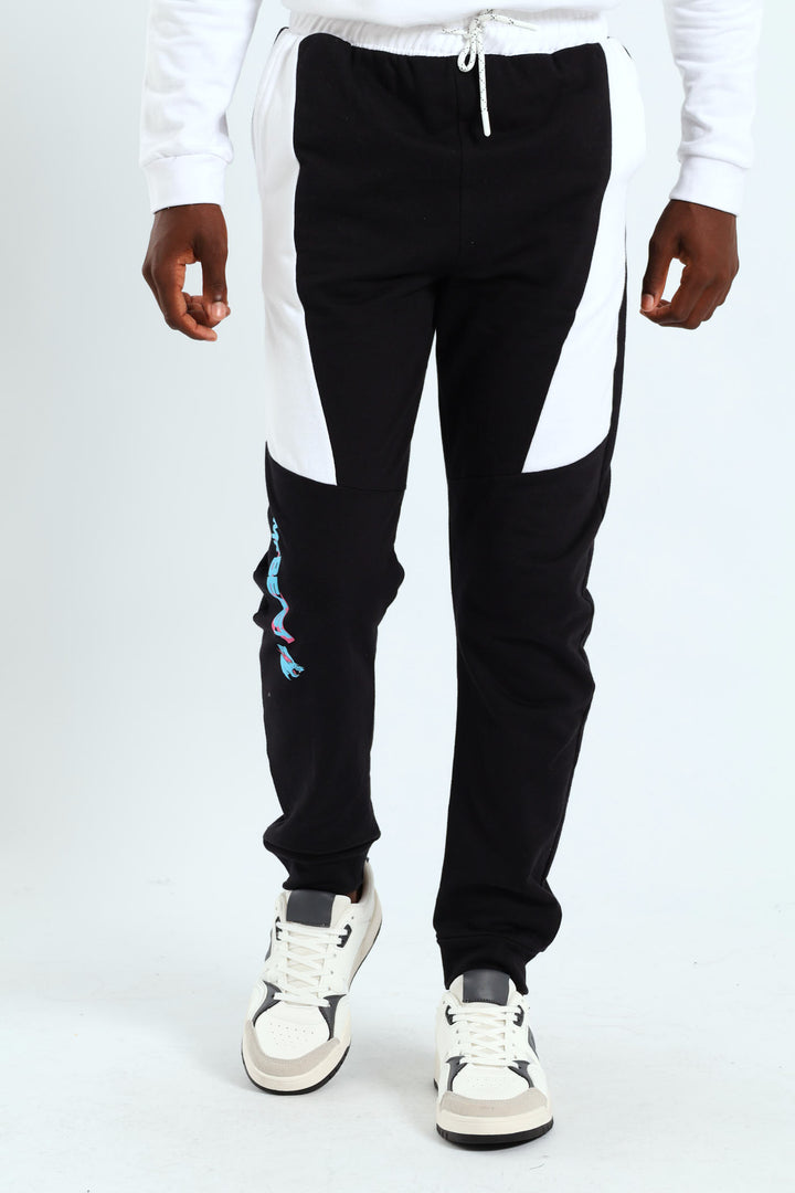 Boys Mr Beast Fleece Joggers - Black/White