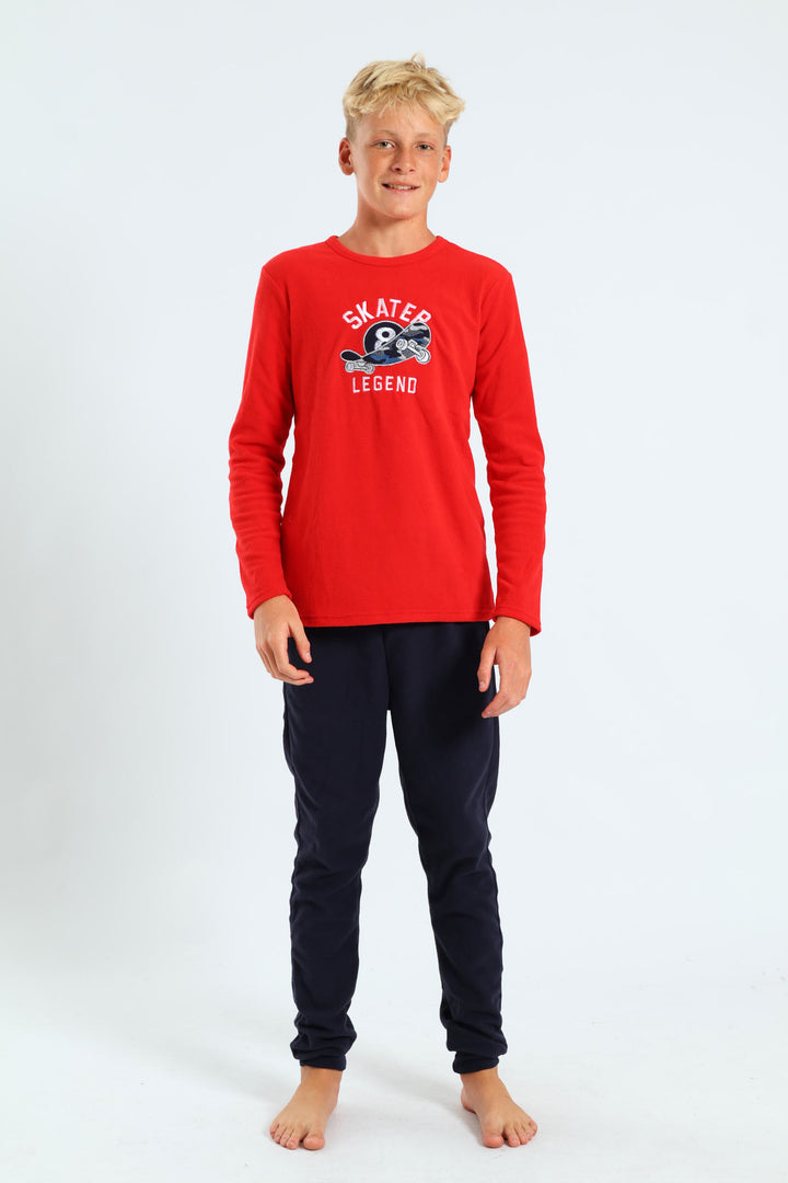 Boys Skater Legend Micro Fleece Sleep Set - Red