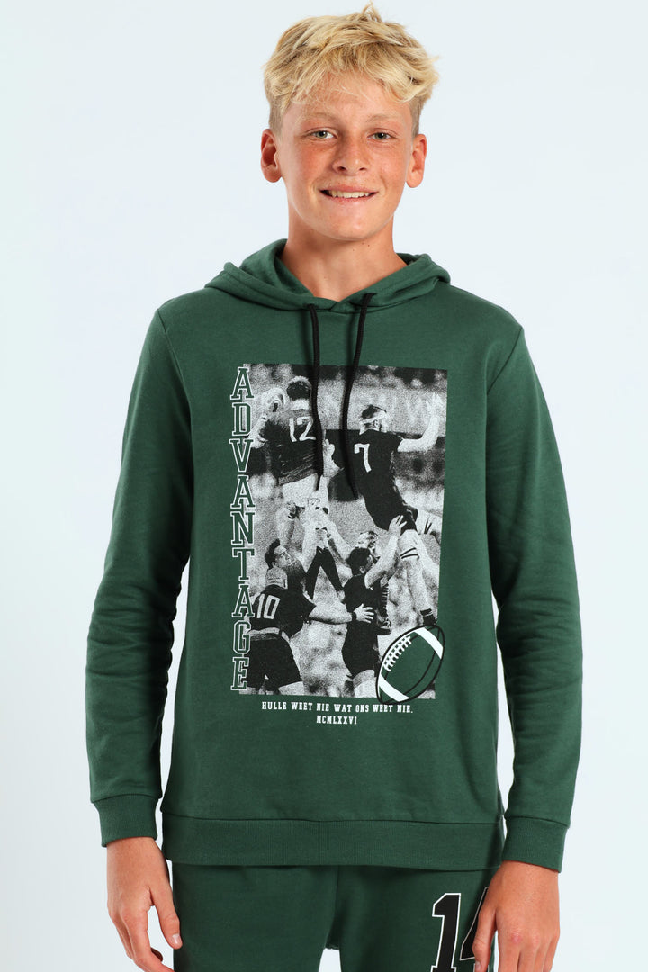 Boys Print Hoody - Green