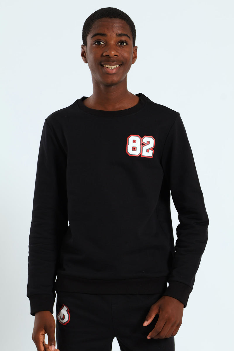 Boys Street Rebel Crew Sweater - Black