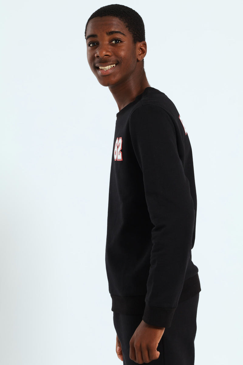Boys Street Rebel Crew Sweater - Black