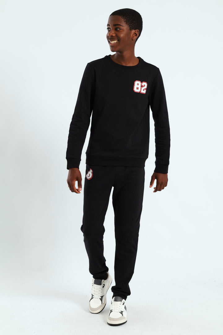 Boys Street Rebel Crew Sweater - Black