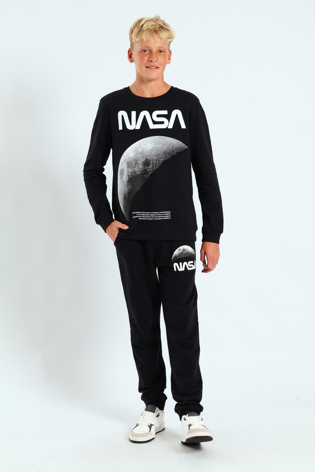 Boys Moon Fleece Jogger - Black