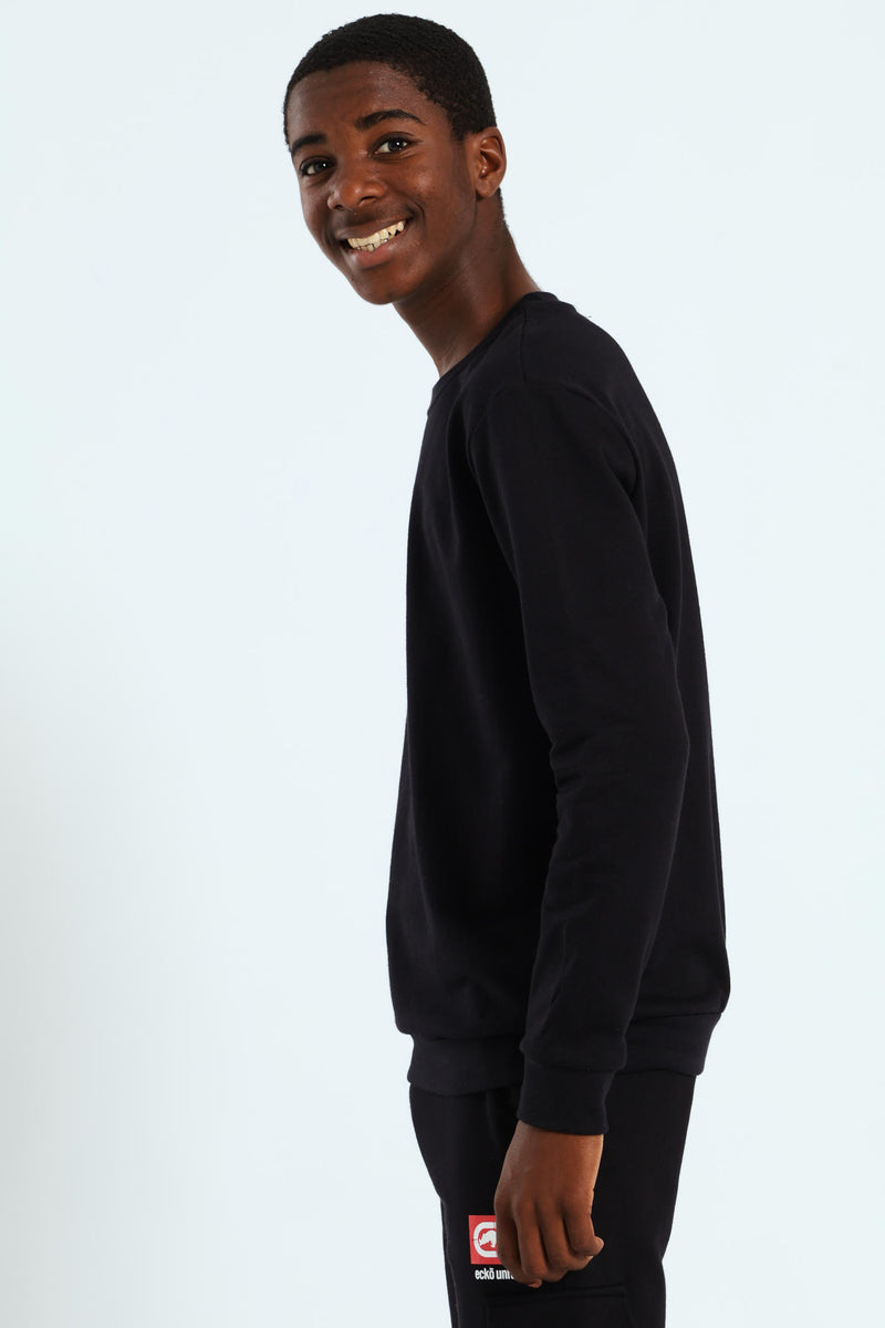 Boys Crew Fleece Top - Black/Red