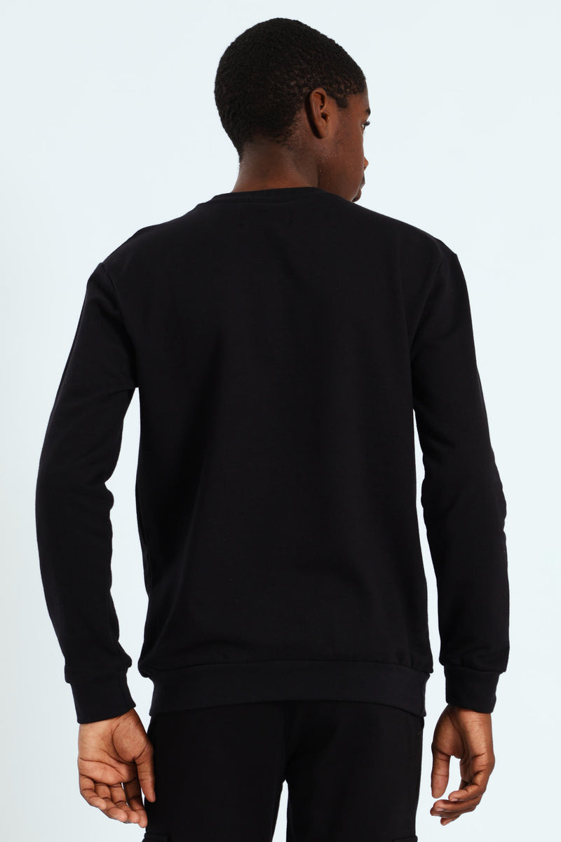 Boys Crew Fleece Top - Black/Red