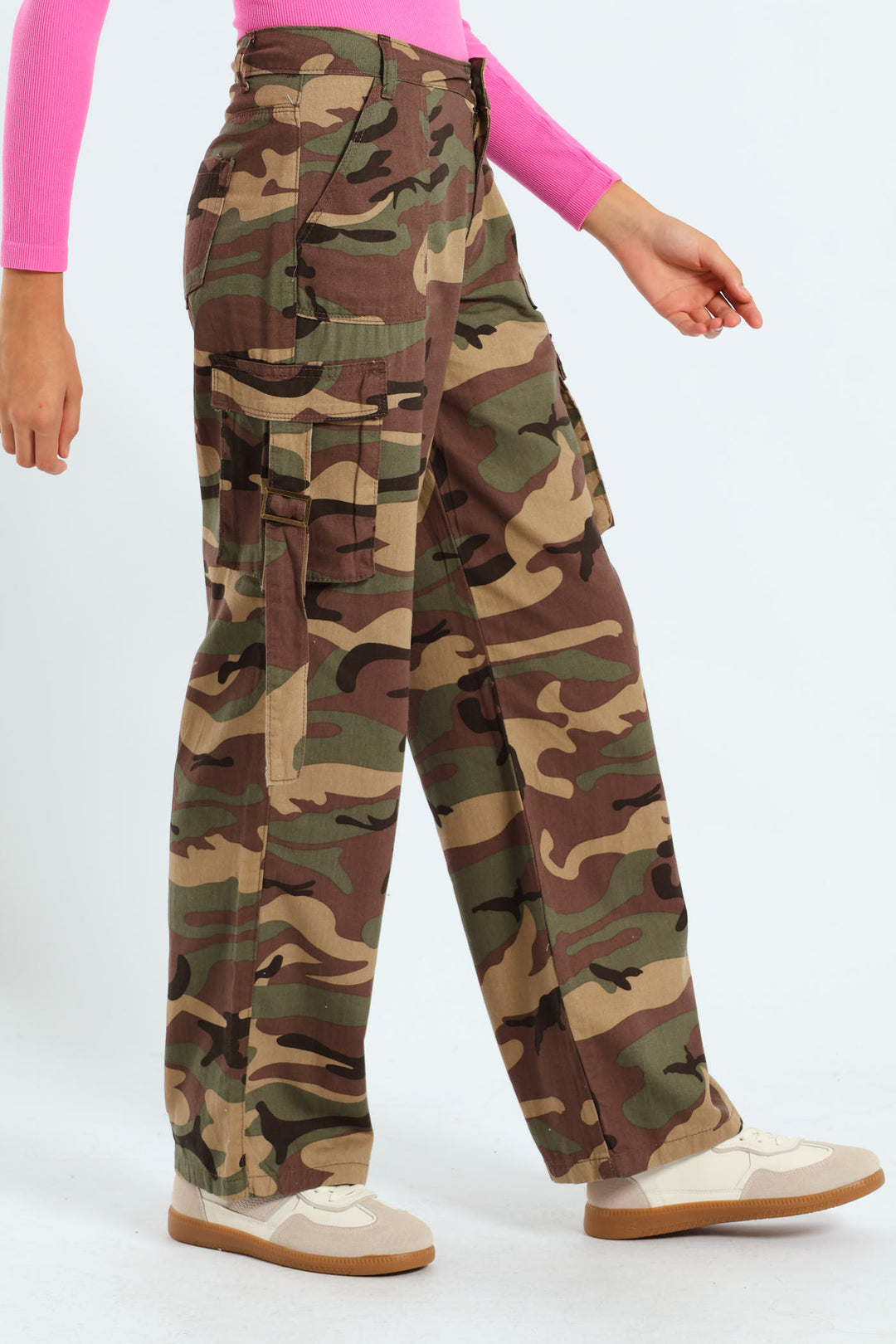 Girls Twill Cargo Pants - Camo