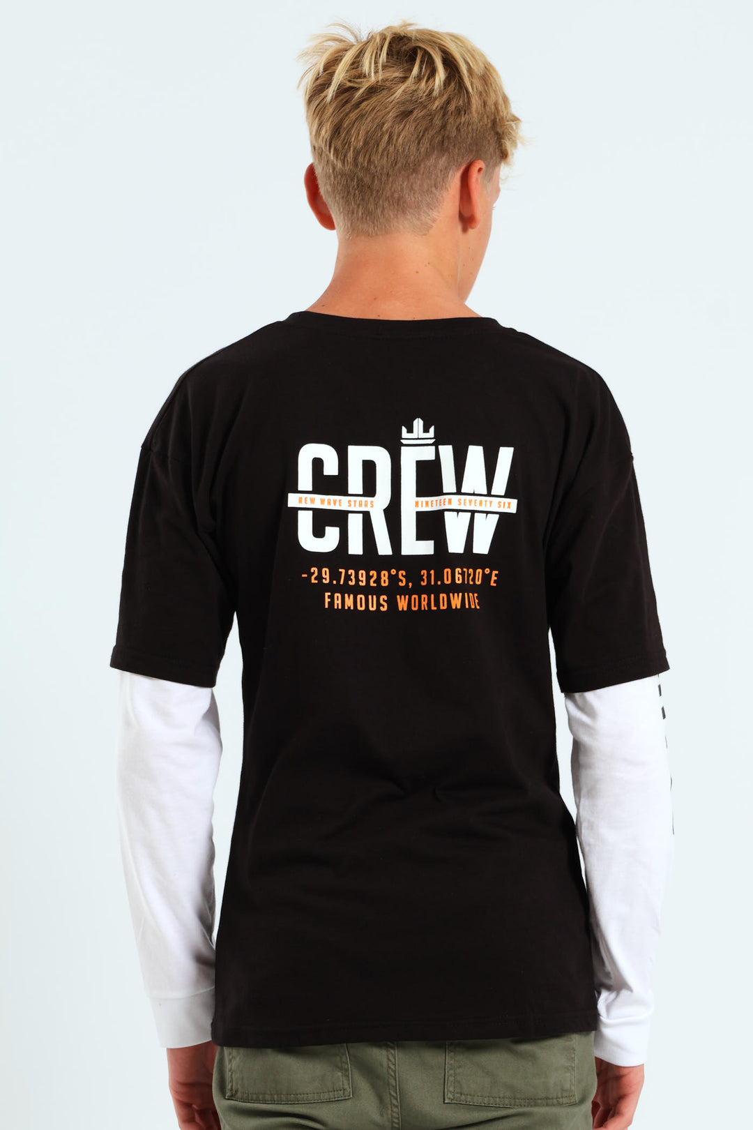 Boys Twofer Front & Back Tee - Black/White
