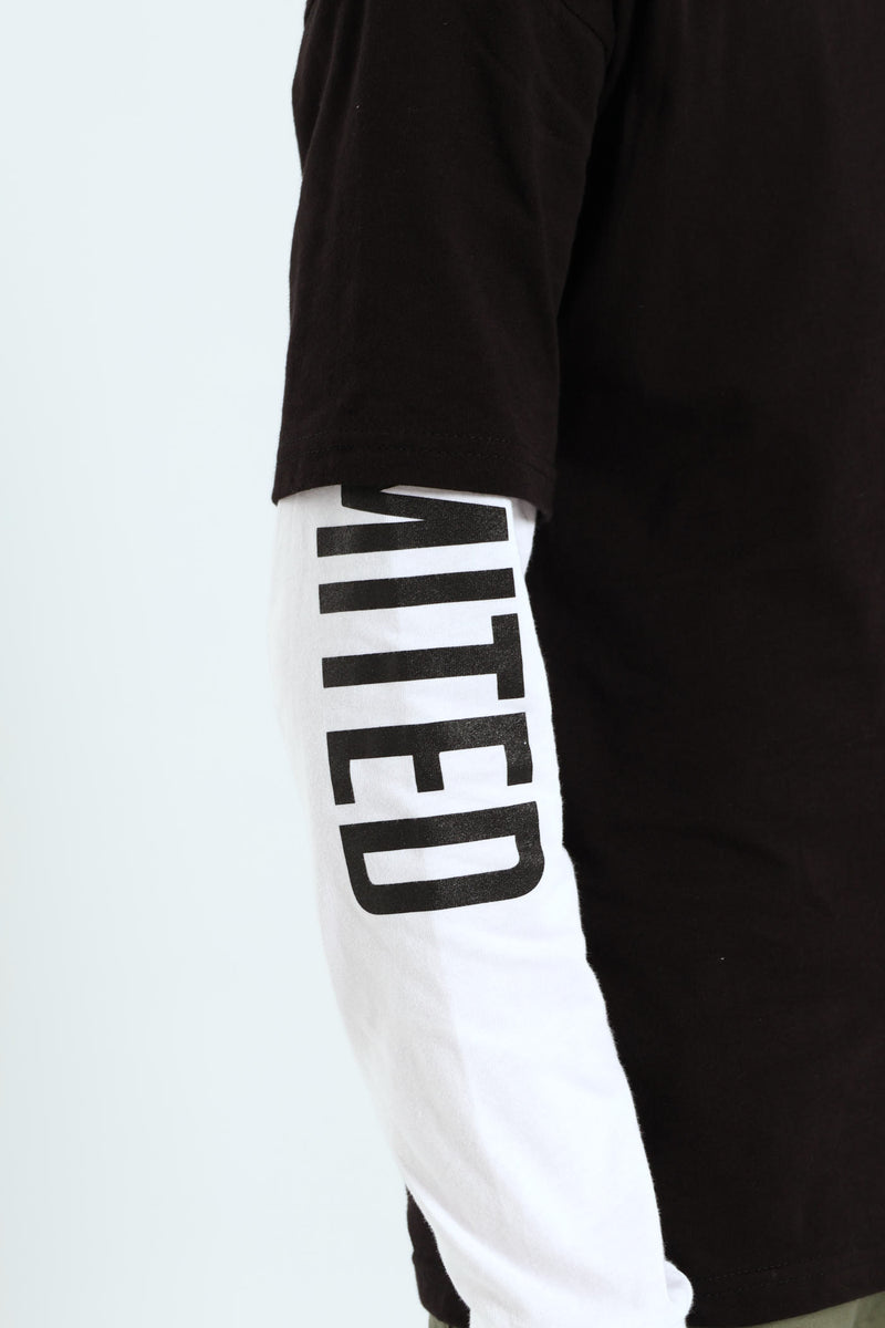Boys Twofer Front & Back Tee - Black/White