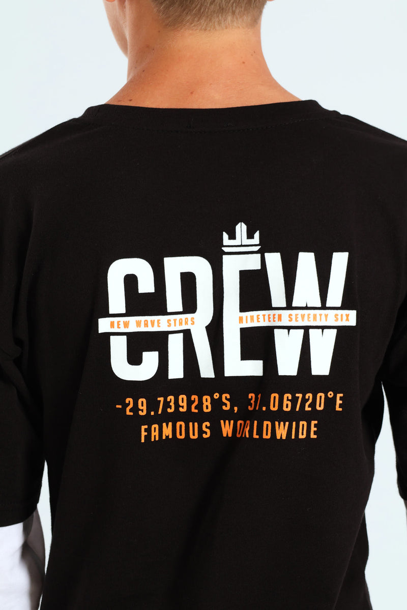 Boys Twofer Front & Back Tee - Black/White