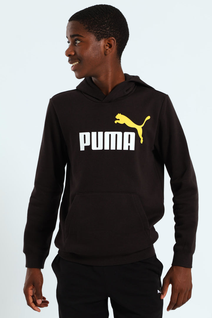 Boys Essential 2 Tone No.1 Logo Fleece Hoodie - Black/Yellow