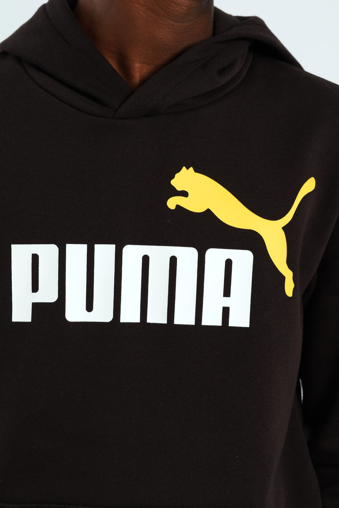 Boys Essential 2 Tone No.1 Logo Fleece Hoodie - Black/Yellow