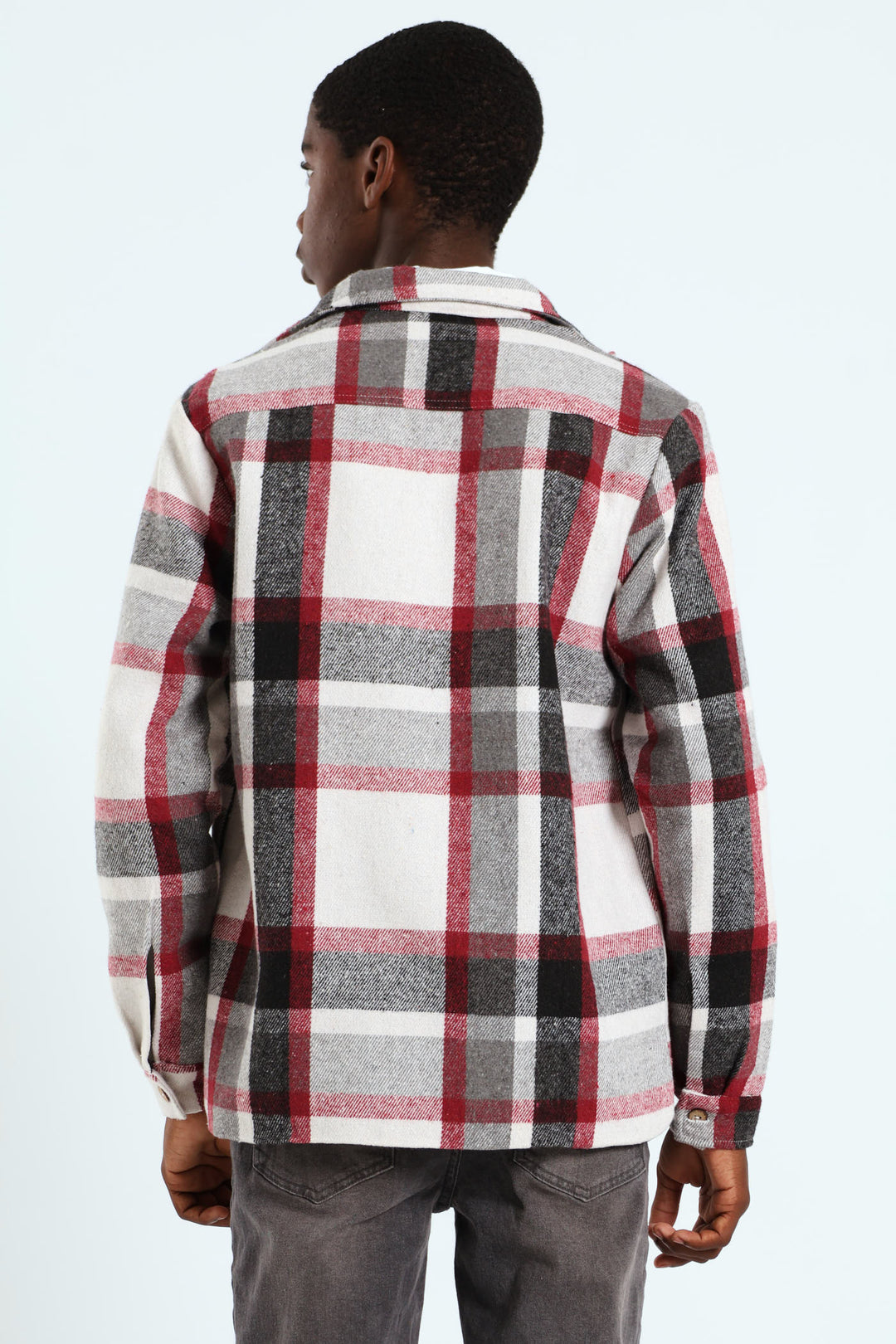 Boys Flannel Shacket - Burgundy