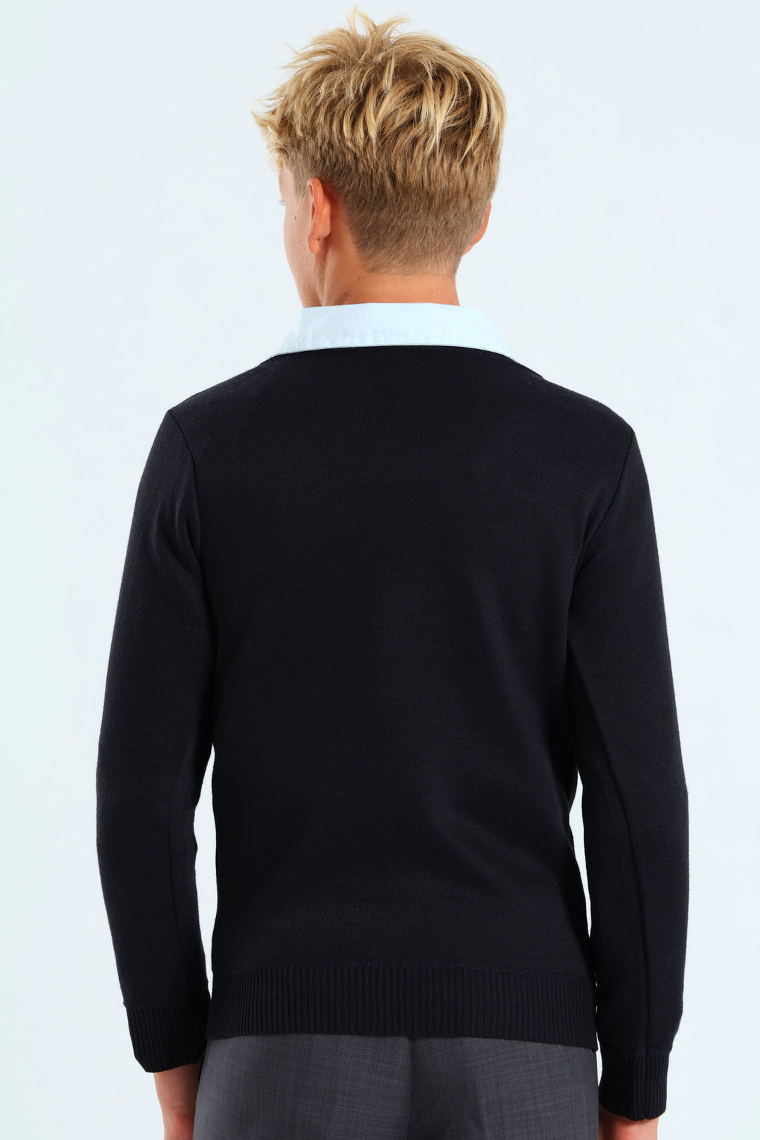Long Sleeve V-Neck School Jersey - Dark Blue
