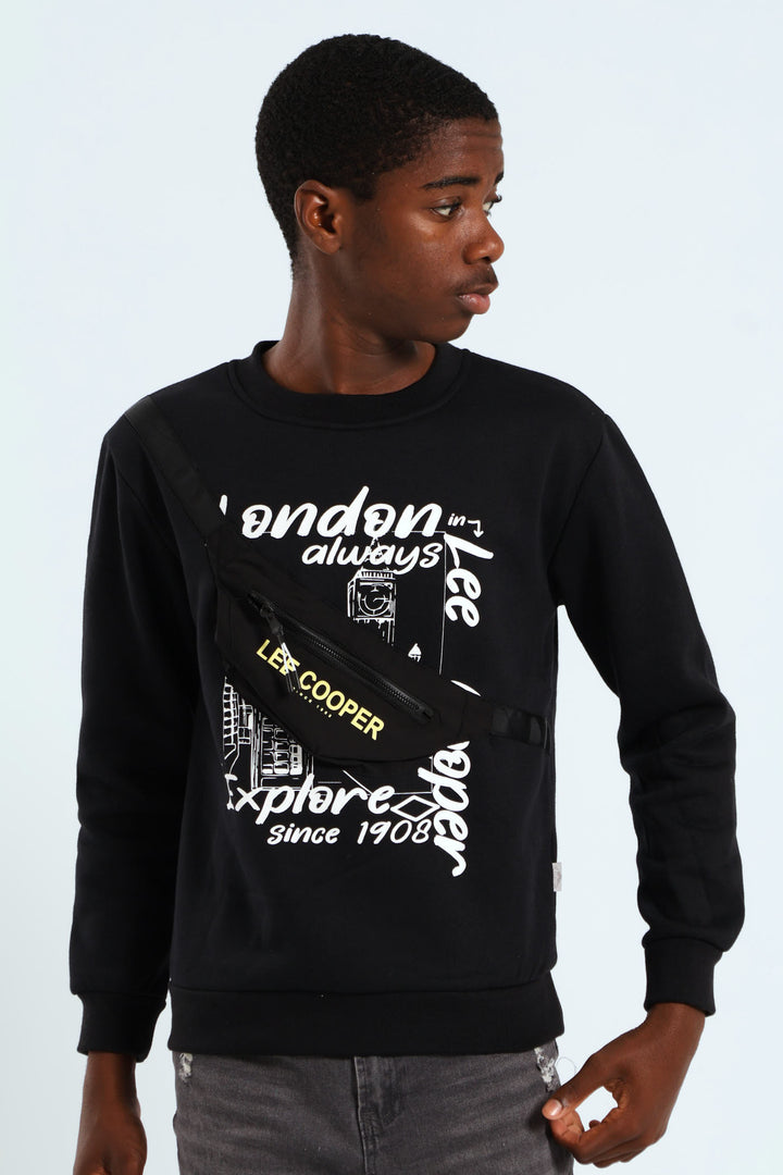 Boys Dale Moon Bag Sweatshirt - Black