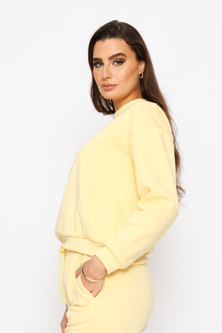 Long Sleeve Plain Pullover - Light Yellow