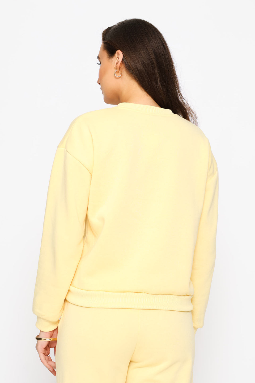 Long Sleeve Plain Pullover - Light Yellow
