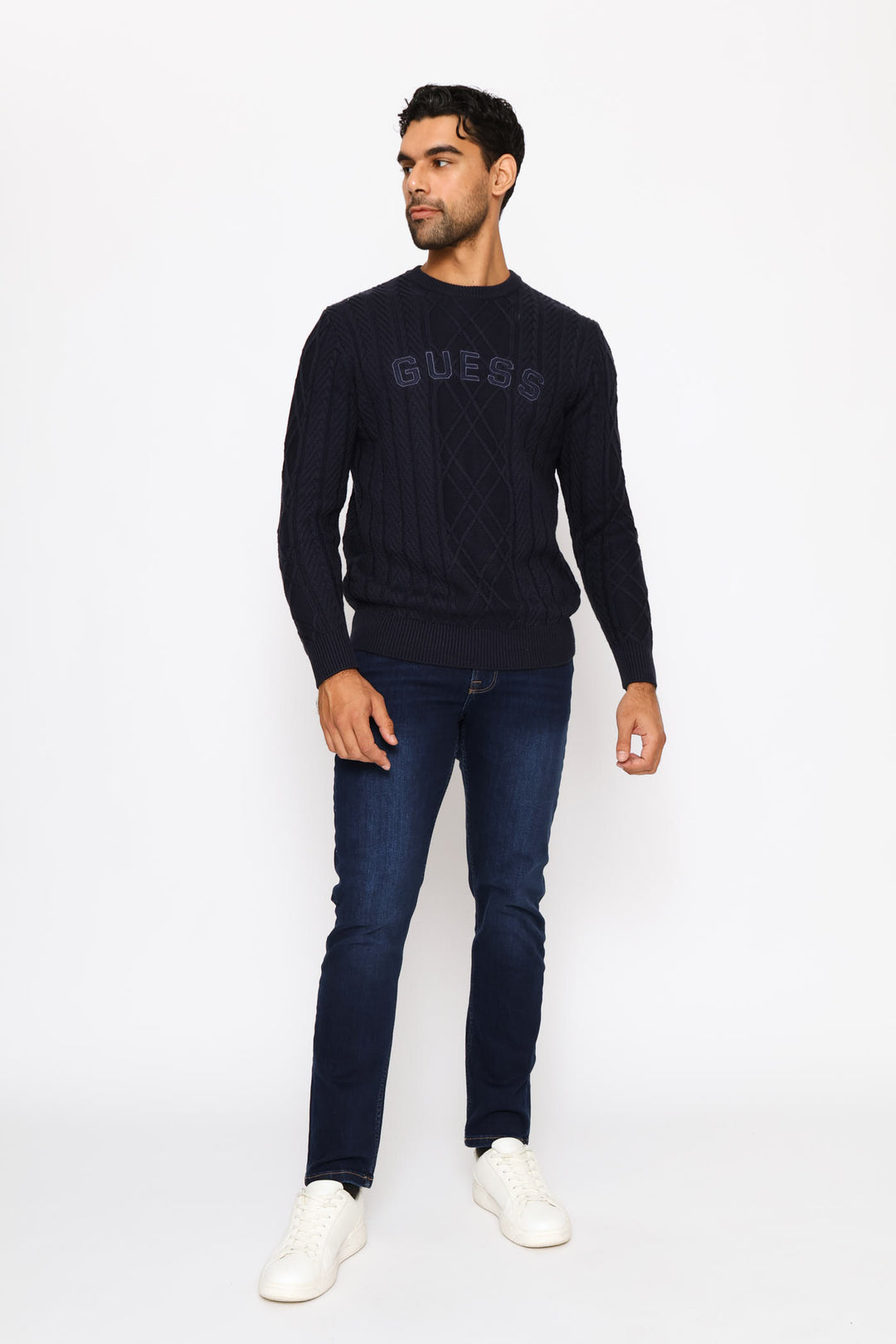 Konrad Cable Logo Sweater - Blue
