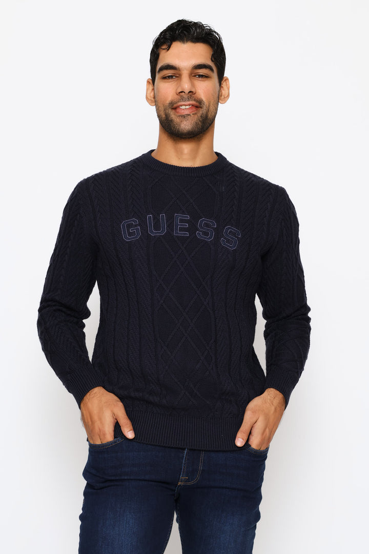 Konrad Cable Logo Sweater - Blue