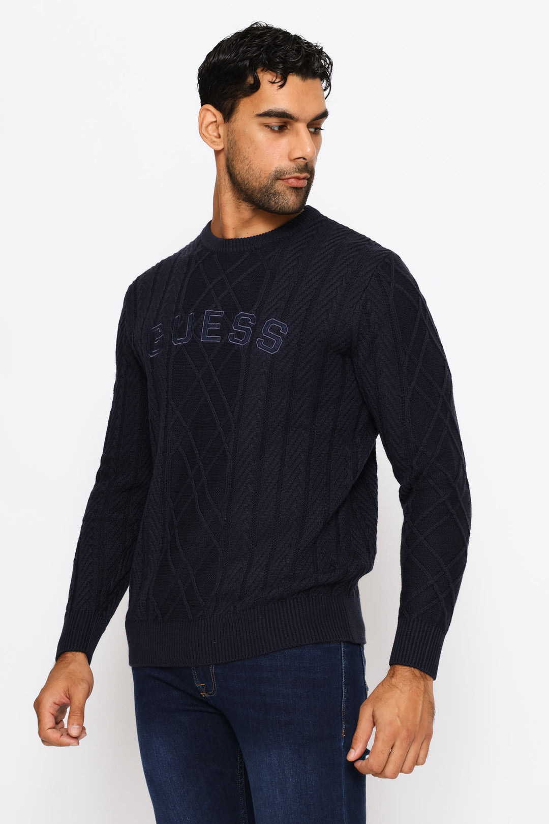 Konrad Cable Logo Sweater - Blue