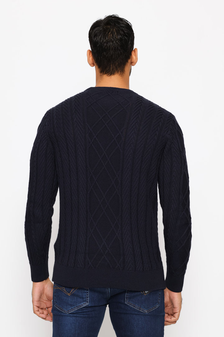 Konrad Cable Logo Sweater - Blue