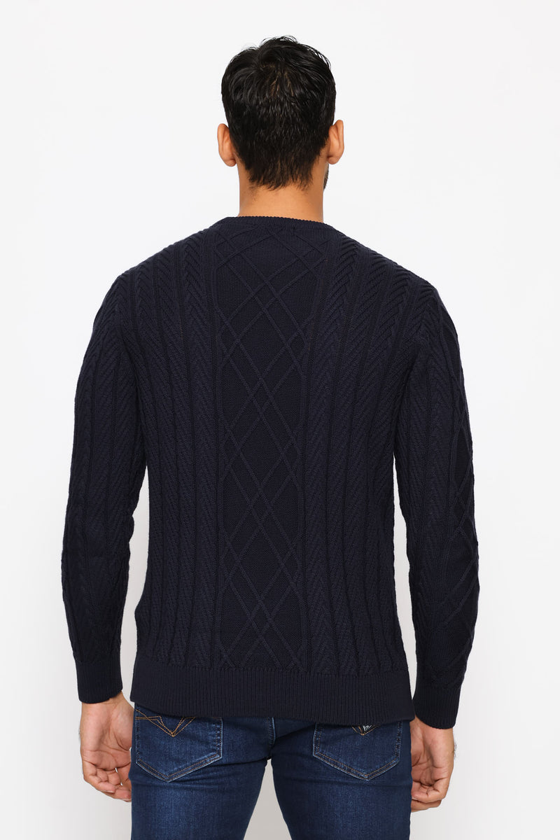 Konrad Cable Logo Sweater - Blue