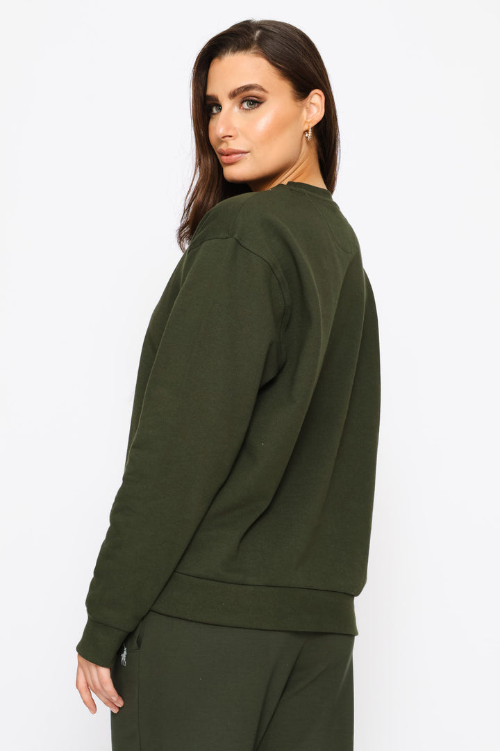 Dalila Long Sleeve Sport Sweater - Olive