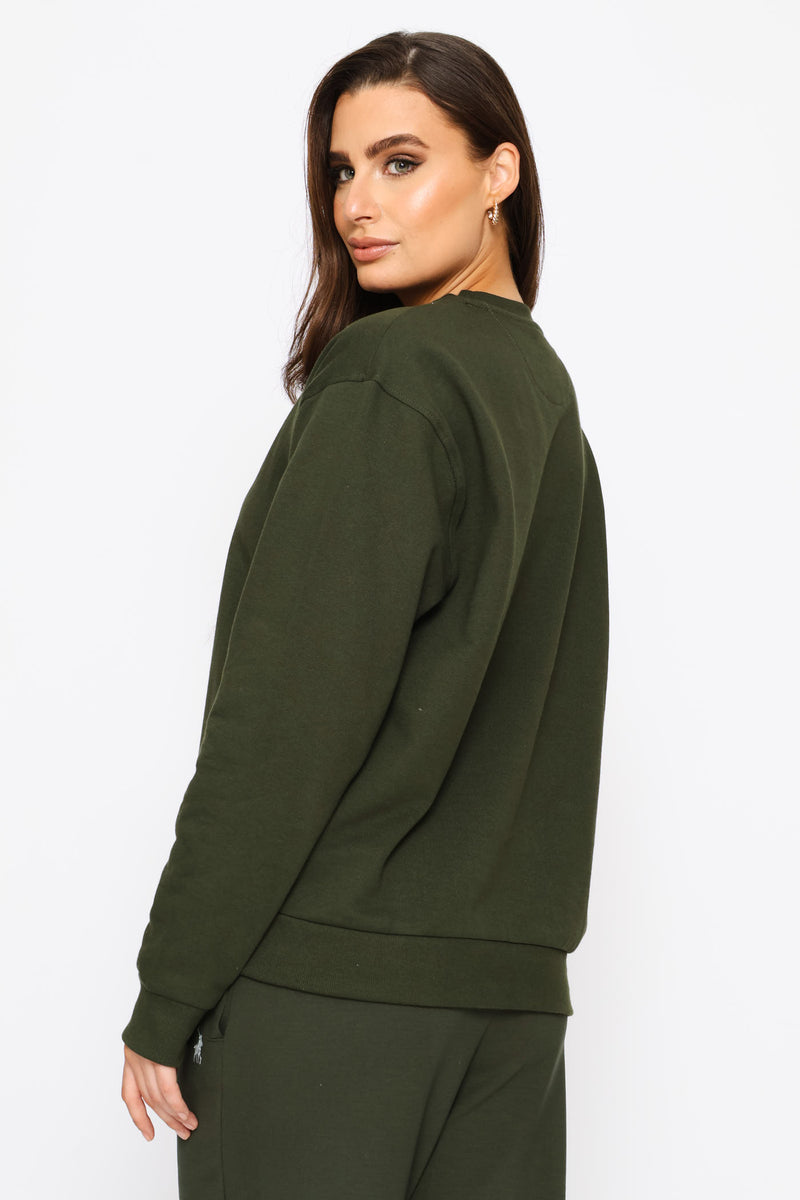 Dalila Long Sleeve Sport Sweater - Olive