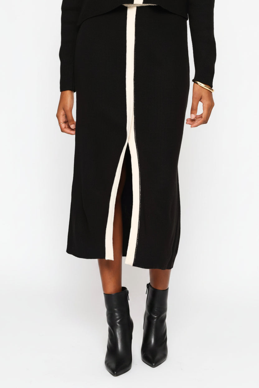 Pull On Knitwear Midi Skirt - Black