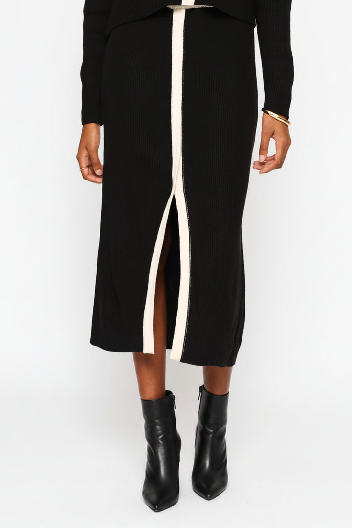 Pull On Knitwear Midi Skirt - Black