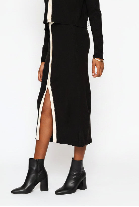 Pull On Knitwear Midi Skirt - Black