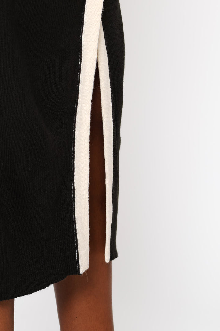 Pull On Knitwear Midi Skirt - Black