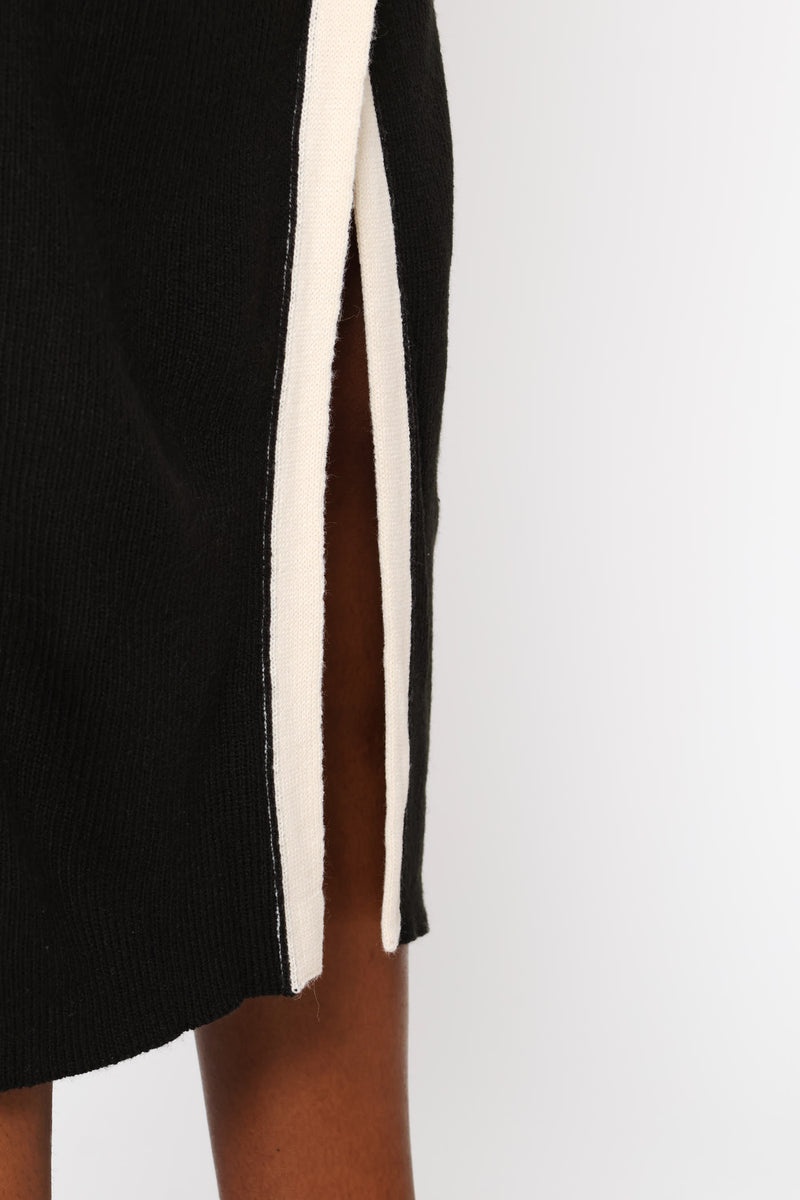 Pull On Knitwear Midi Skirt - Black