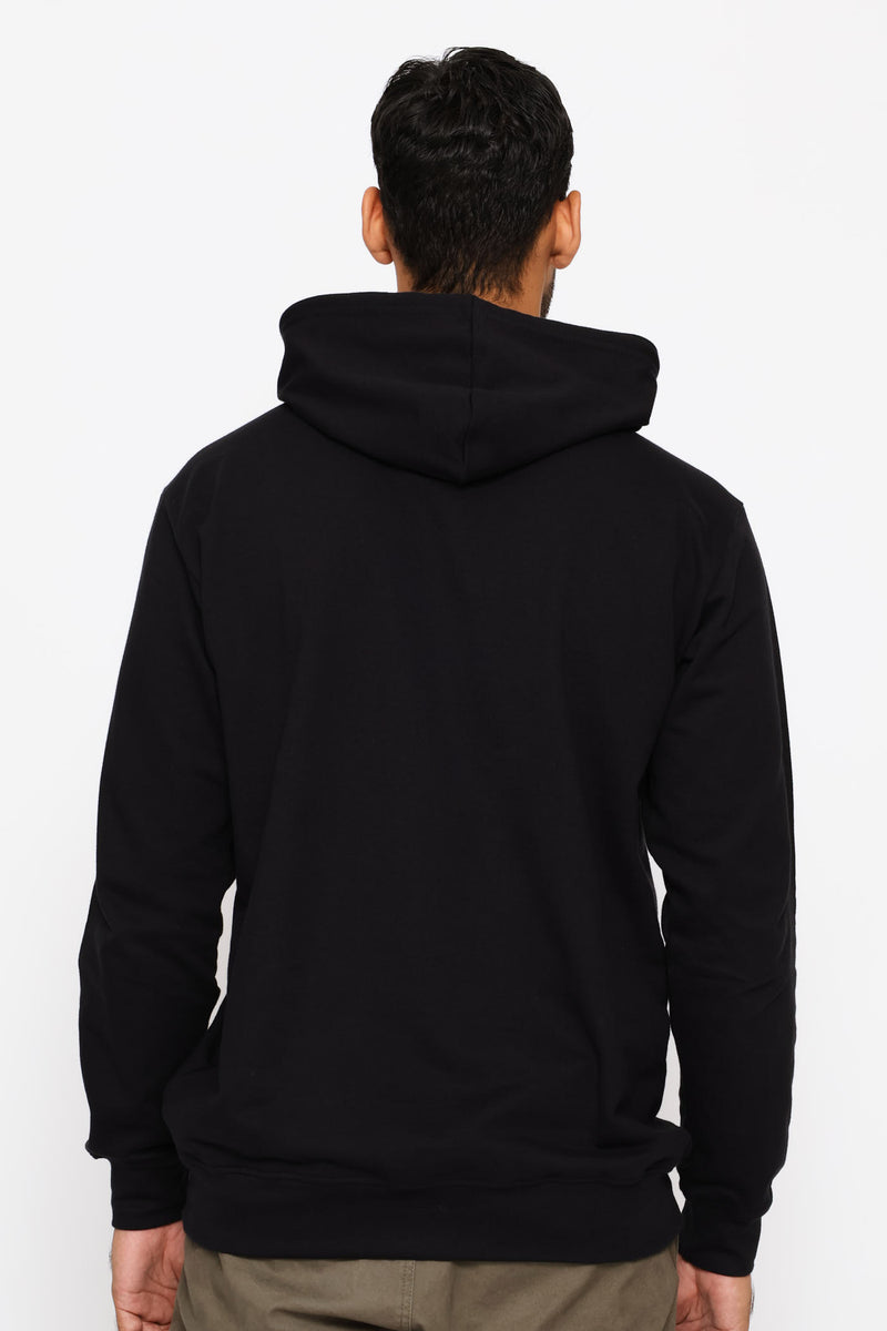 Classic Contrast Logo Hoodie - Black