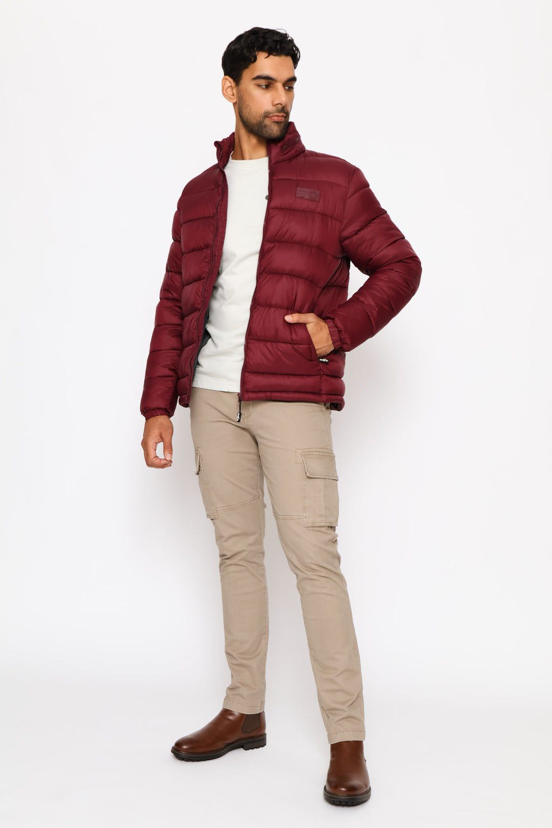 Core Long Sleeve Puffer Jacket - Maroon