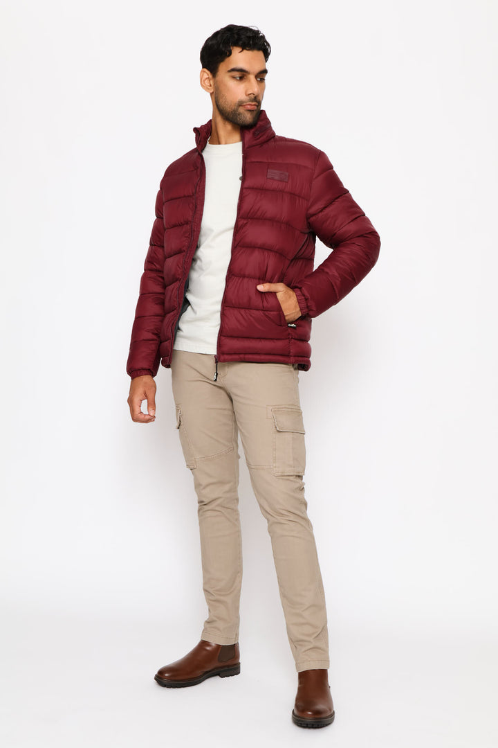 Core Long Sleeve Puffer Jacket - Maroon
