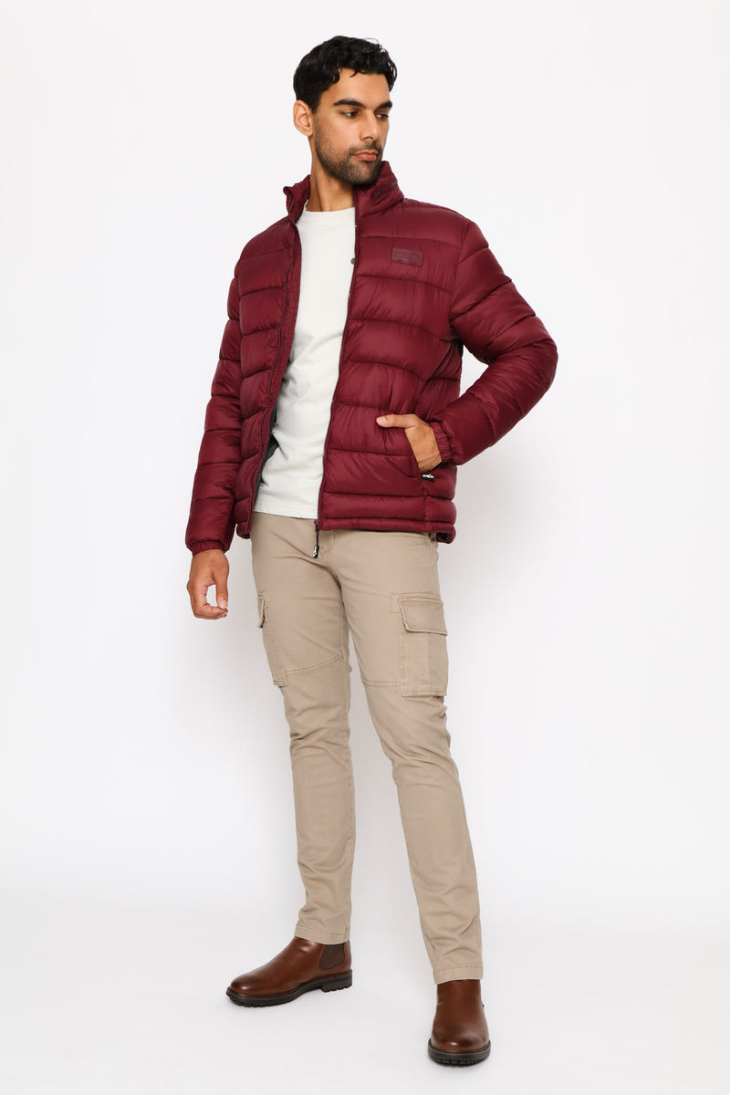 Core Long Sleeve Puffer Jacket - Maroon